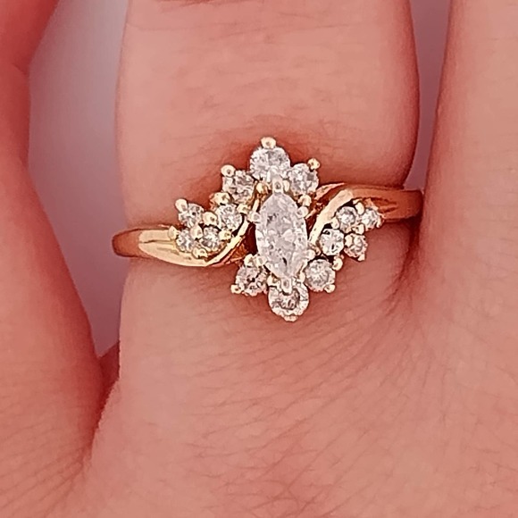 14K Diamond Wedding Engagement Ring REAL DIAMONDS - Picture 1 of 12